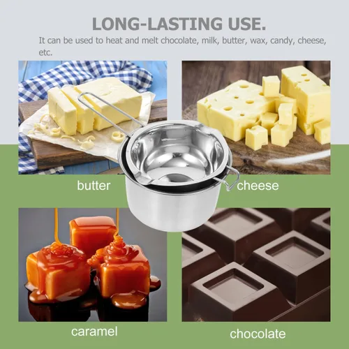 Miniatura 6 de Juego de ollas de doble caldera de acero inoxidable para derretir chocolate caramelo vela jabón y cera – 20.3 fl oz interior 6.3 in exterior olla