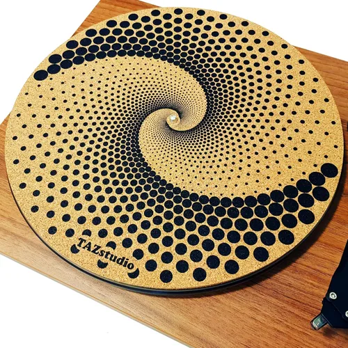 Miniatura 9 de Alfombrilla giratoria de corcho para un mejor soporte de sonido en el tocadiscos de vinilo LP - Diseño geométrico original, tapete de corcho claro