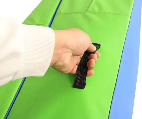 Miniatura 7 de PRISP Alfombrilla plegable inclinada para gimnasio, extra larga, 71 x 30 x 14 pulgadas, con cuña para niños Verde; Azul