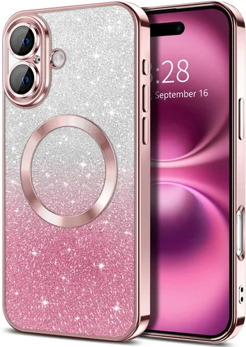 Miniatura 14 de Hython Funda para iPhone 13 Pro transparente con purpurina magnética [compatible con MagSafe] Protector completo de lente de cámara delgado