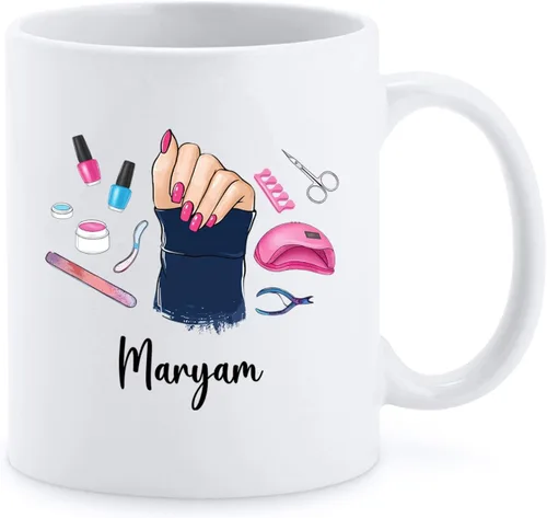 Miniatura 8 de Taza de cerámica Best Nail Tech Ever – Taza de cerámica personalizada con nombre de manicurista para compañero de trabajo – Nuevos regalos
