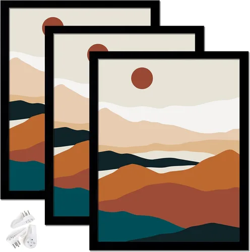 Miniatura 70 de Juego de 3 marcos para fotos negros de 8 x 8 pulgadas, marco de alta transparencia para collage de fotos cuadradas de 8 x 8 pulgadas, lienzo