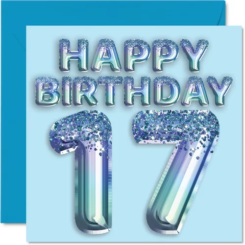 Miniatura 33 de Stuff4 Tarjeta de primer cumpleaños para niños, globo de fiesta con purpurina azul, tarjetas de feliz cumpleaños para niño de 1 año, nieto, hijo, 57