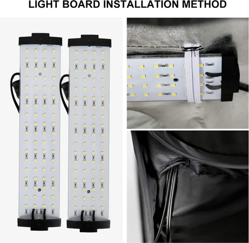 Miniatura 3 de Caja de luz de estudio fotográfico de 16 x 16 pulgadas para fotografía con luces LED, tiendas de campaña portátiles con 4 telones de fondo
