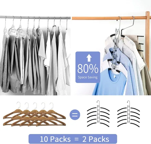 Miniatura 6 de Nature Smile Perchas de ropa para suéter sin hombros, múltiples capas que ahorran espacio para camisetas y blusas