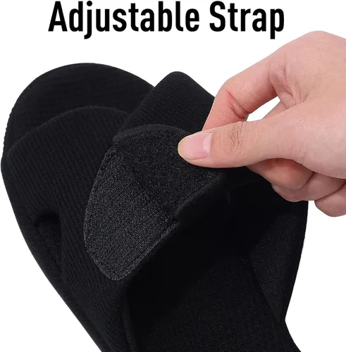 Miniatura 5 de shevalues Pantuflas de verano para mujer, con soporte de arco, transpirables, de algodón gofre, para interiores, con puntera abierta, zapatos