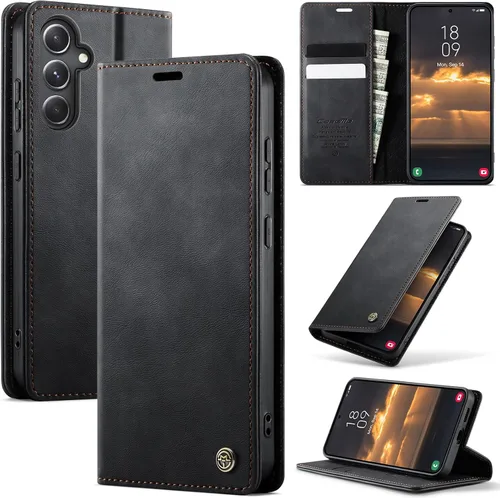 Miniatura 17 de Funda tipo cartera para iPhone 13 de piel tipo cartera con tarjetero y función atril, cierre magnético, bloqueo RFID, TPU a prueba de golpes