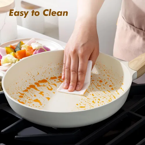 Miniatura 8 de SENSARTE Sartén de Cerámica Antiadherente con Tapa de 11 Pulgadas, Sartén de Tortilla sin Stick, Sartén de Cocina Saludable y no Tóxica, Libre