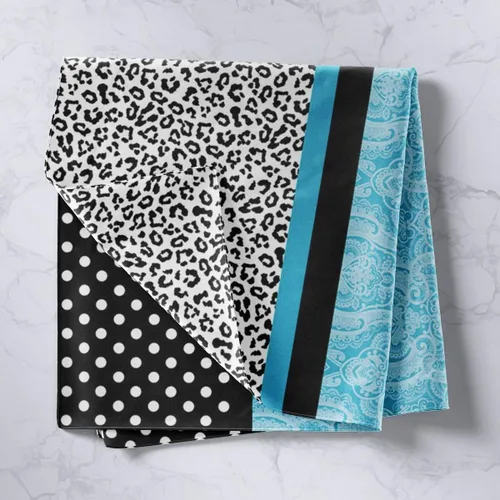 Miniatura 3 de Colgante de pared con estampado de leopardo, pequeño 51 x 59, tapiz de guepardo de cachemira verde azulado bohemio con lunares blancos y negros