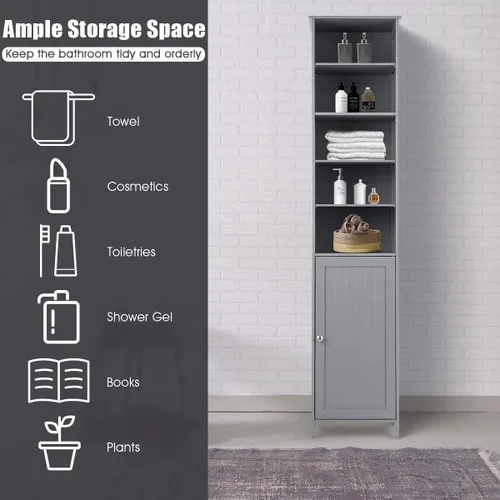 Miniatura 4 de GLACER Gabinete de almacenamiento de 72 pulgadas de alto, gabinete de piso de baño con estantes ajustables, gabinete de almacenamiento estrecho que