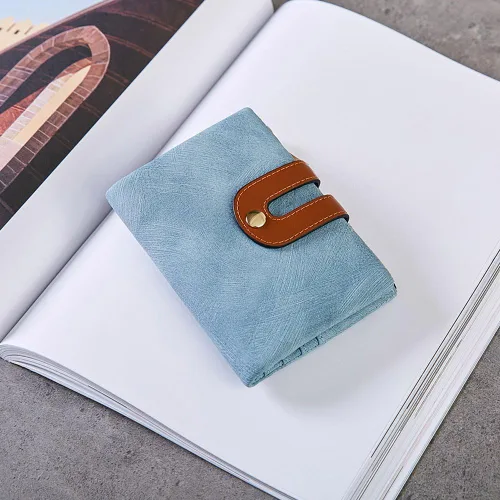 Miniatura 40 de AOXONEL Cartera pequeña de cuero plegable Rfid para mujer, con cremallera, bolsillo para tarjeta de identificación, delgada, compacta y delgada