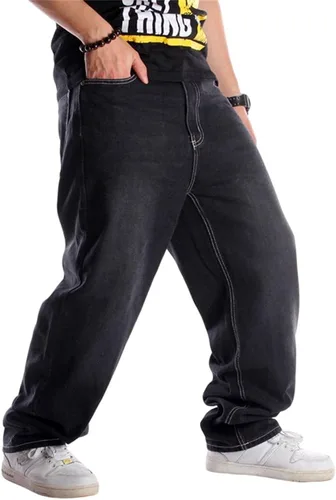 Miniatura 3 de Pantalones de mezclilla holgados Y2k para hombre, ajuste holgado, estilo hip hop, vintage, holgados, pantalones de mezclilla de moda para danza