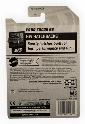 Miniatura 2 de Hot Wheels 2022 - Ford Focus RS - Kroger Exclusive White - Hatchbacks HW 3/5-41/250 - Envíos de burbujas envueltos en una caja