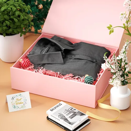 Miniatura 5 de PSHVYM Cajas de regalo con tapas, 11.5 x 7.8 x 3 pulgadas, caja de regalo rosa para regalos, cierre magnético para camisetas, guantes, bufandas