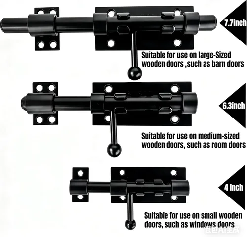Miniatura 7 de Barrel Bolt Latch,7.7 inch Slide Bolt Gate Latch,14mm Bolt Heavy Duty Shed Door Latch,304 Stainless Steel Black Finish Lock Latch for Barn, Fence