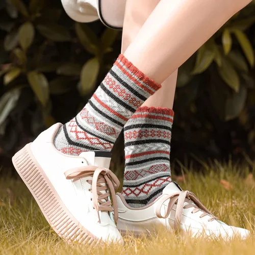 Miniatura 7 de Trifabricy Calcetines de lana - Calcetines de lana cálidos de invierno vintage para mujer, calcetines suaves y acogedores, calcetines de punto
