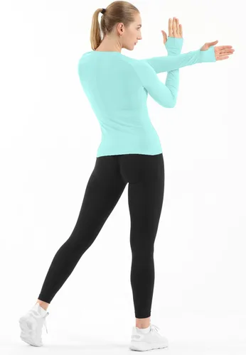 Miniatura 3 de MathCat - Camisetas de entrenamiento sin costuras para mujer, camisetas de yoga de manga larga, camiseta deportiva para correr, camiseta atlética