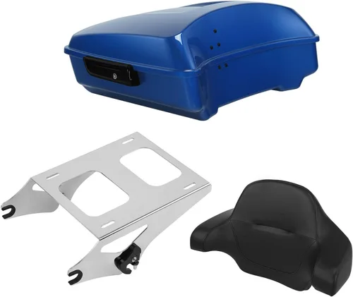 Miniatura 18 de TCT-MOTORPARTS Atlas Silver Metálico Maletero de Viaje Modificado con Respaldo y Montaje en Rack Adecuado para Harley Touring 14-25 Street Glide
