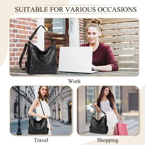 Miniatura 7 de Kasqo - Bolsas de piel grandes para mujer, con correa desmontable