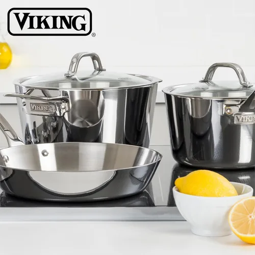 Miniatura 6 de Viking Olla contemporánea de acero inoxidable de 3 capas, olla de cocina de sopa de 3.4 cuartos de galón con tapa