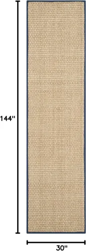 Miniatura 2 de SAFAVIEH Natural Fiber Collection NF114E - Alfombra de pasillo, 2 pies 6 pulgadas x 12 pies, natural y azul, hierba marina, patrón de tejido