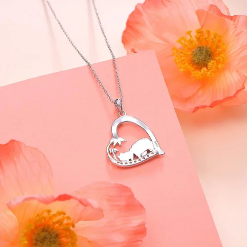 Miniatura 5 de FLYOW Collar con colgante de panda de plata de ley S925 para mujeres adolescentes y niñas regalos para amantes de la penda Plata esterlina Circonia