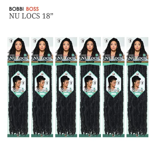 Miniatura 3 de Bobbi Boss - Trenzas de ganchillo sintéticas para cabello africano, raíces trenzadas, colección Nu Locs, 18 pulgadas, Paquete de 6, M1B/27.