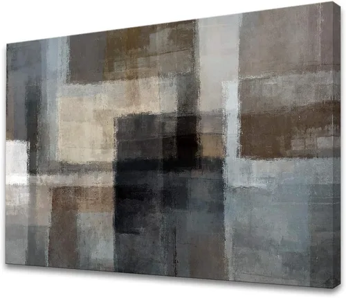 Miniatura 24 de Cao Gen Decor Art S06675 - Lienzo decorativo para pared, diseño de árbol rojo en blanco y negro, sol bosque brumoso, imagen póster impresión