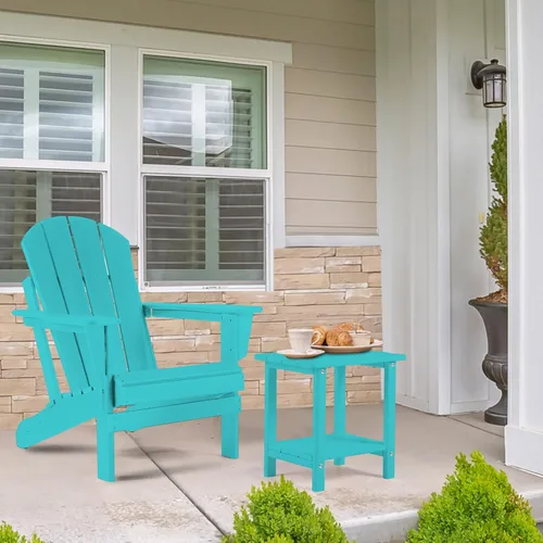 Miniatura 2 de Apolimi Mesa auxiliar de patio Adirondack, mesa auxiliar de patio resistente a la intemperie de 2 niveles, mesa auxiliar sólida de 16.5" para patio