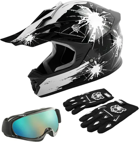 Miniatura 14 de TCT-MOTORPARTS DOT - Casco de motocross para niños y jóvenes, casco de cara completa para motocross, ATV, todoterreno, casco de cuatro ruedas, araña
