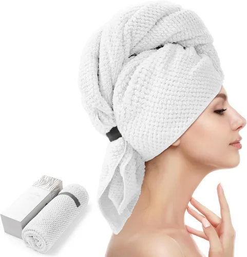 Miniatura 12 de YFONG Toalla Envolvente Grande para Cabello para Mujeres, Toalla de Cabello de Microfibra Súper Absorbente para Cabello Rizado, Turbantes de Cabello