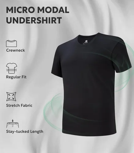 Miniatura 3 de DAVID ARCHY Men's Undershirts Micro Modal Ultra Soft T-Shirts Stretch Moisture-Wicking CrewneckV-Neck Tees for Men, 3-Pack