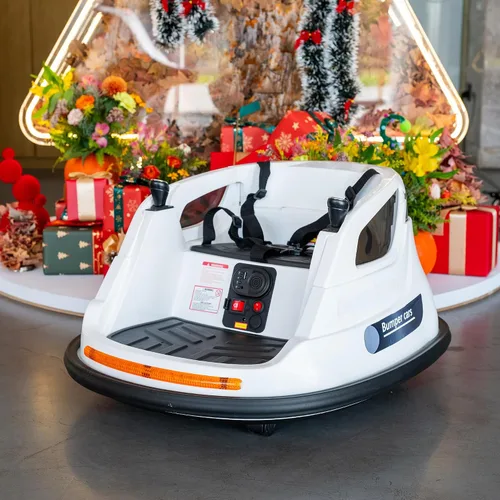 Miniatura 13 de Coche de parachoques eléctrico de 12 V para niños, juguete giratorio de 360 grados con control remoto, 2 velocidades, música Bluetooth, luces LED