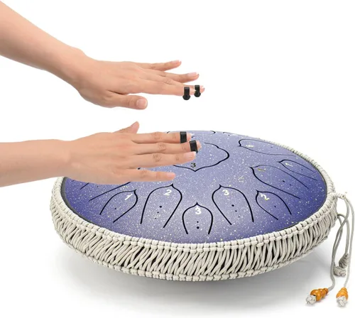 Miniatura 3 de Tambor de Lengua de Acero - ChunFeng 14 Pulgadas 15 Notas - Tambores de Acero para Adultos - Tambores Handpan con Libro de Música, Mazos de Tambor