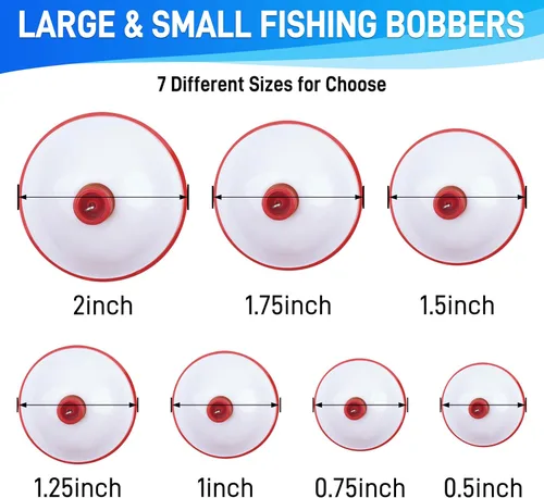 Miniatura 3 de AGOOL Fishing Bobbers Set Snap Hard ABS on Red/White Fishing Floats Bobbers Push Button Round Buoy Floats Tackle Accessories