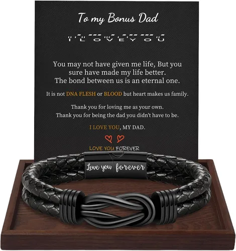 BTYSUN Regalos para hombres, regalos del día de San Valentín para él, novio, marido, adolescentes, pulseras de cuero para hombres, regalos de amor