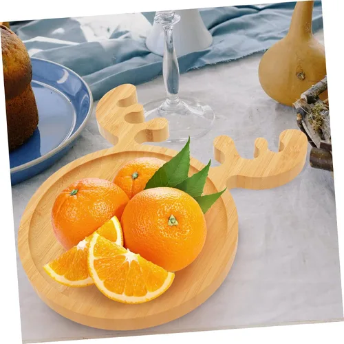 Miniatura 9 de Angoily Bandeja de madera para servir de Navidad, cornamentas de reno, bandeja para sushi sashimi, bandeja para aperitivos, postres, dulces