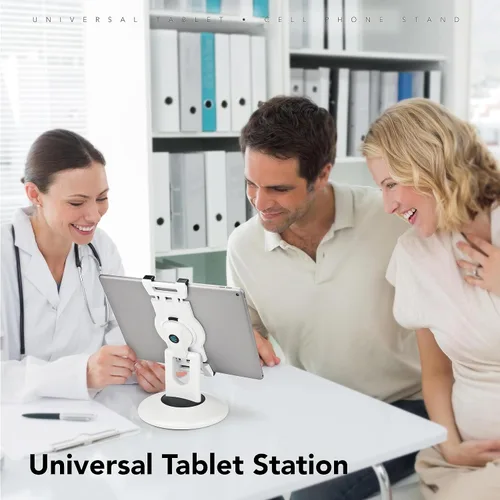 Miniatura 8 de EHO Soporte para iPad, soporte giratorio de 360°, quiosco de venta al por menor, adaptador universal de 6 a 13 pulgadas (pantalla) para iPad, Blanco