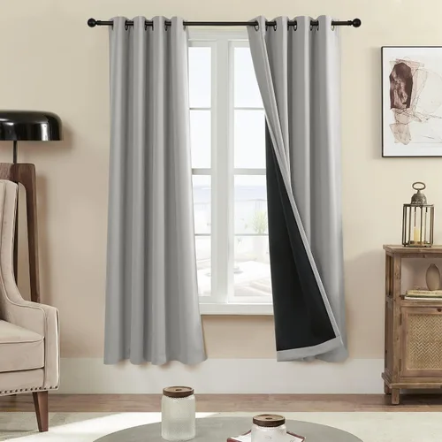 Miniatura 34 de Rutterllow - Cortinas 100% opacas, paneles de cortina con ojales, aislamiento térmico y bloqueo de luz para habitación y sala de estar
