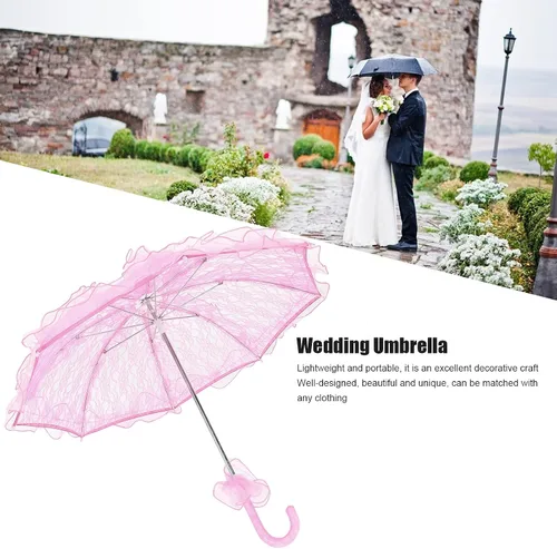 Miniatura 2 de HFEHSKJ Paraguas de novia de boda único plegable tela de encaje sombrilla paraguas para fotos disfraces fiesta suministros