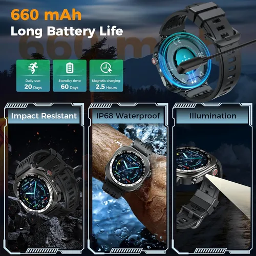 Miniatura 5 de 2026 Smart Watch (Answer/Make Call), 1.43" 3D-AMOLED Smartwatch for Men Women, 130+ Sports Fitness Watch, Heart Rate/Sleep Monitor, 60 Days