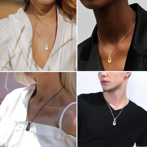 Miniatura 10 de FindChic Collares personalizados con urna para cenizas, barra vertical, gato, luna, reloj de arena, garra de perro, acero inoxidable, chapado en oro