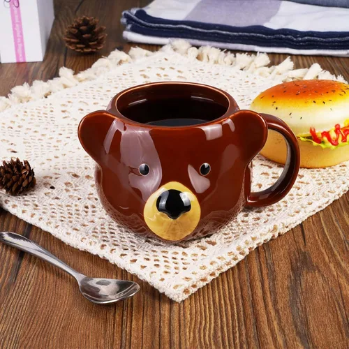 Miniatura 5 de Taza de Oso de 14 oz Taza de Café de Cerámica Taza de Té de Porcelana 3D para Mujeres y Hombres - Regalos de Oso Kawaii para Navidad, Inauguración