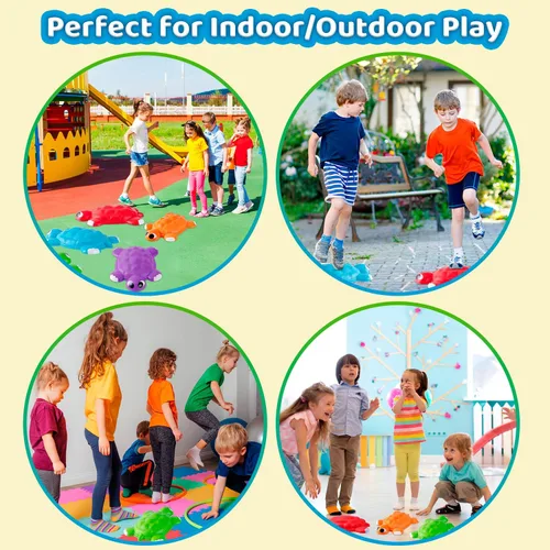 Miniatura 5 de JOYIN Escalones de equilibrio de tortuga, 6 piezas de piedras de salto de tortuga para niños de hasta 265 libras, juego de coordinación de carrera