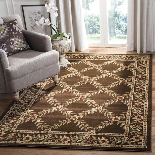 Miniatura 8 de SAFAVIEH Lyndhurst Collection - Alfombra de pasillo, 2 pies 3 pulgadas x 8 pies, color negro y marrón, diseño tradicional de enrejado floral,