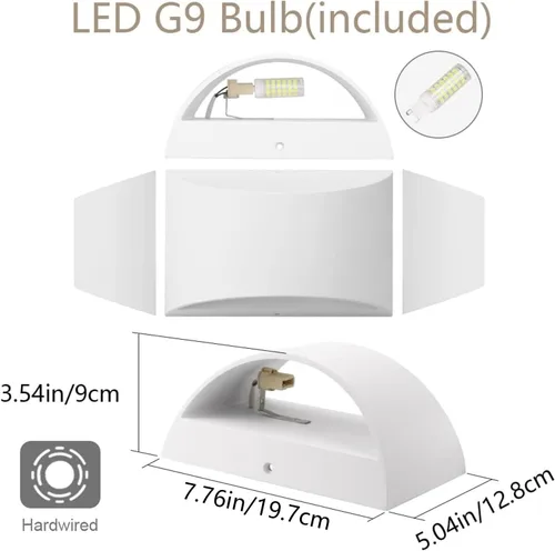 Miniatura 9 de Aipsun Aplique de pared LED moderno de aluminio para interiores, juego de 2 luces de pared interiores con cable arriba y abajo, para sala de estar