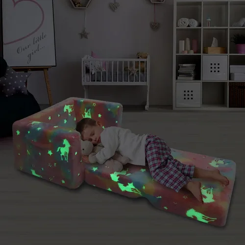 Miniatura 2 de SLIGUY Sofá para niños, silla infantil, sofá plegable para niños, sofá convertible para tumbona, sofá extraíble, sofá que brilla en la oscuridad