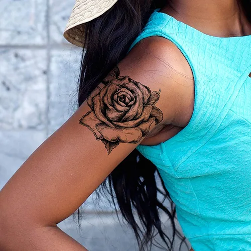 Miniatura 6 de Pegar en flores rosas flora flores adulto tatuaje temporal transferencia femenino cuerpo arte transferencias mujeres realista impermeable flora