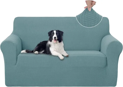 Miniatura 32 de U-NICE HOME Funda elástica para sofá, lavable, protector de muebles para sofá de 3 cojines, apta para mascotas (sofá, gris)