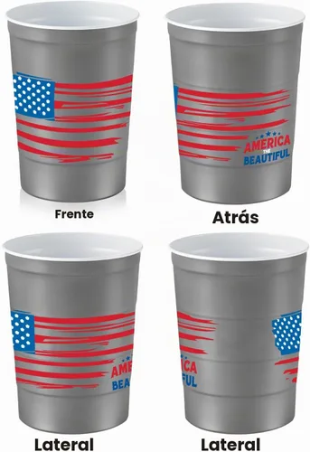 Miniatura 2 de Steel Chill Cups Party Cup America the Beautiful Design para bebidas frías, duradero, desechable, reciclable, fabricado en Estados Unidos, gris, 12